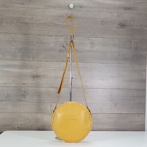 Portland Leather Yellow Leather Round Crossbody Bag